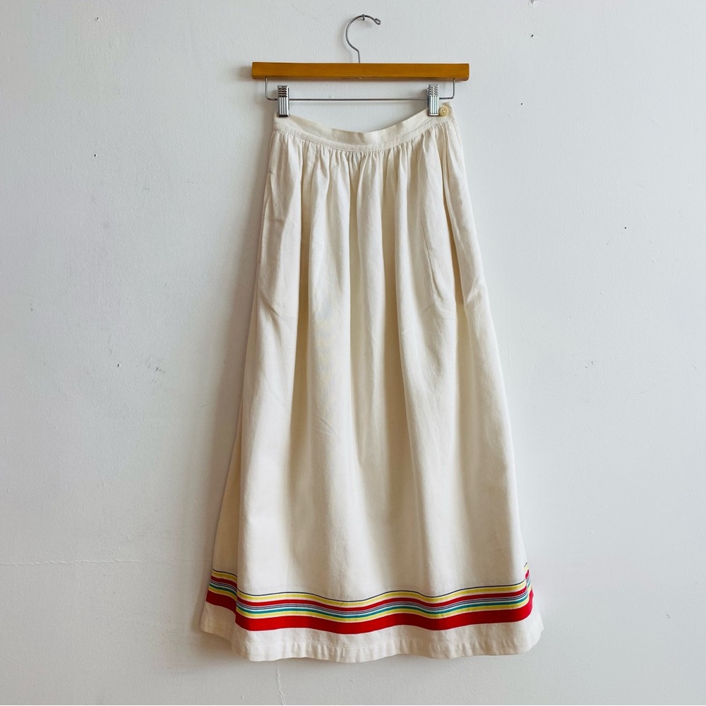 Vintage Ralph Lauren Blue Label Skirt White Cotton Madras Striped 80s 90s Rare